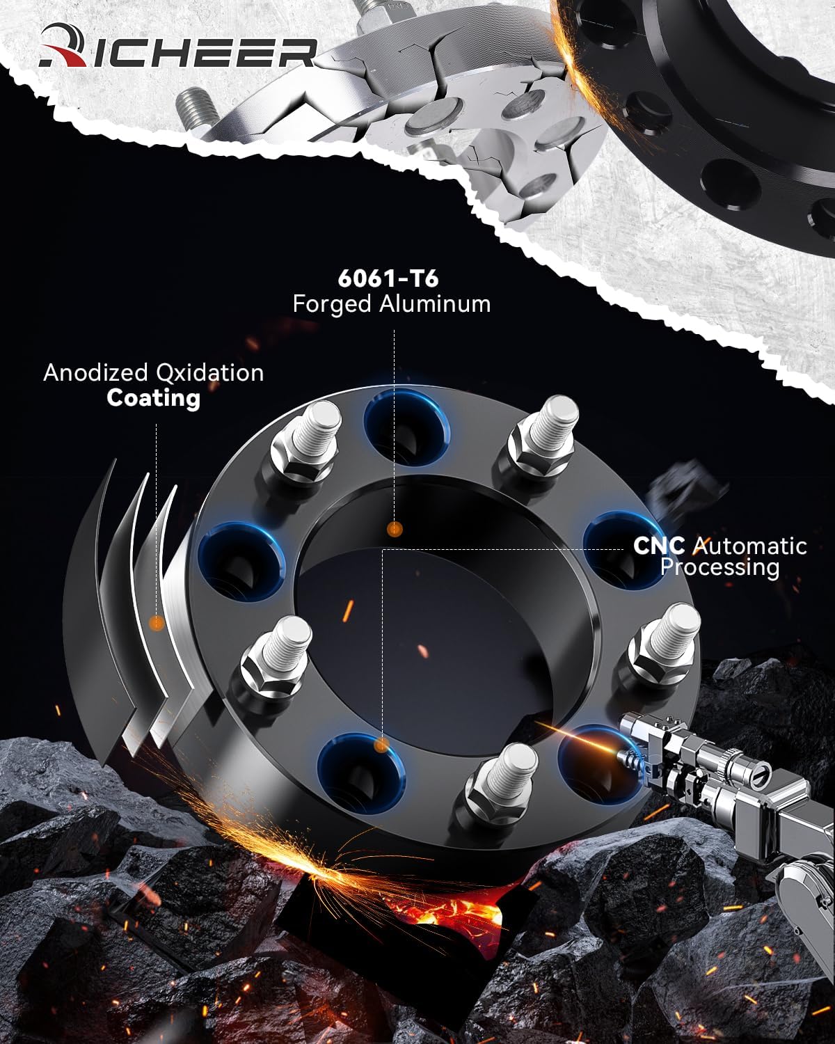 Richeer 2" 5x5.5" Wheel Spacers for Off-Road Vehicles(Ram, Jeep, Ford & More)