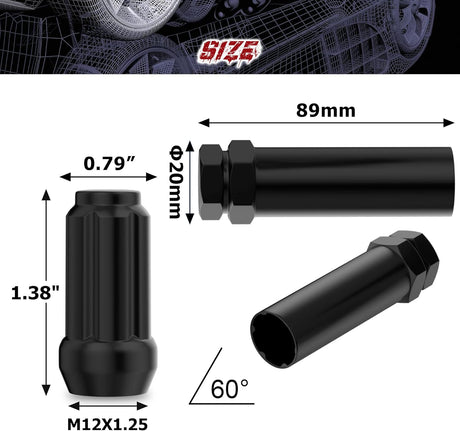 Richeer M12x1.5 Lug Nuts, 20PCS Spline Acorn, Closed End for Trucks & SUV