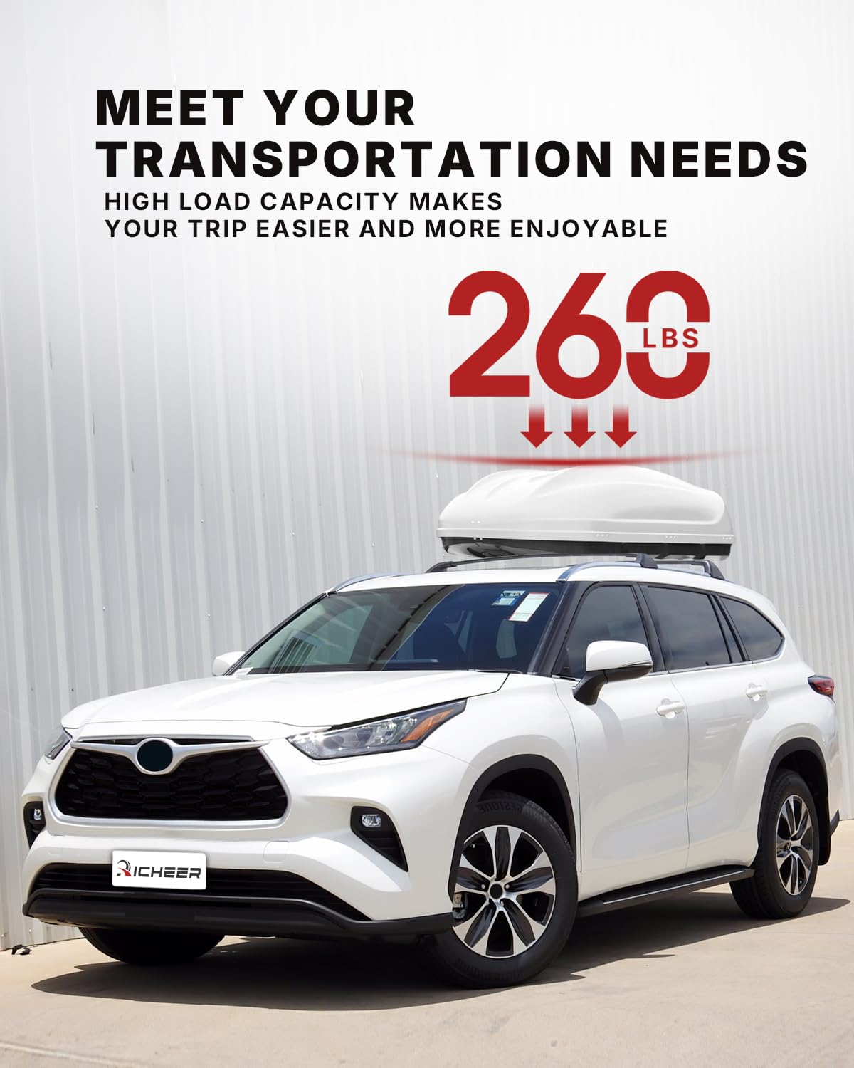 Richeer 260LBS Roof Rack Cross Bars (2020-2025 Highlander XLE XSE Limited Platinum Hybrid), Heavy Duty Aluminum Cross Bar