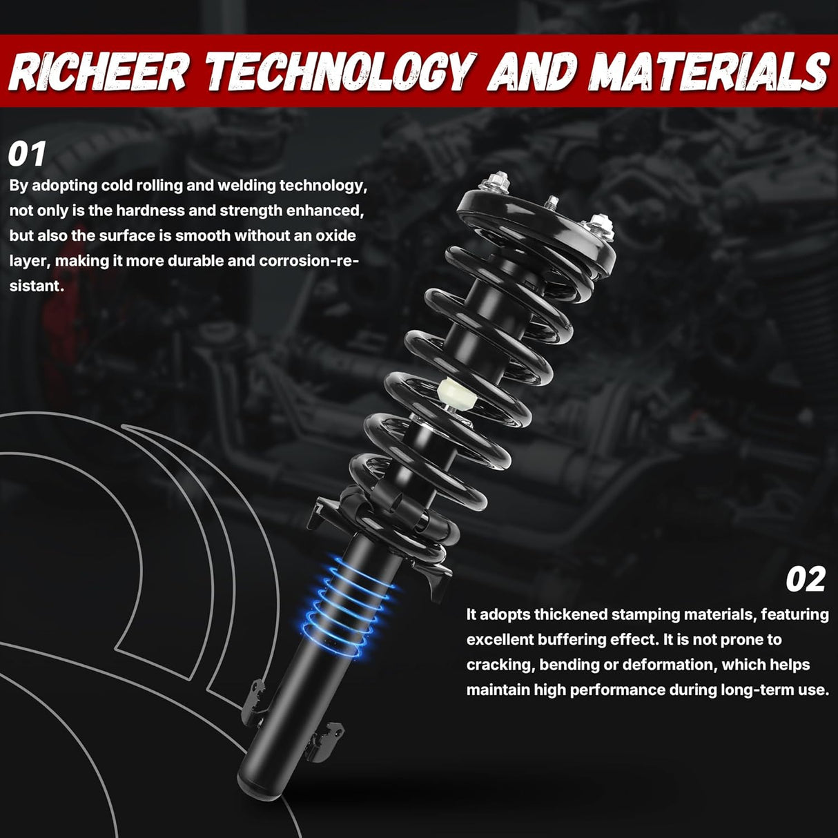 Richeer Front 2 PCS Struts shocks Assembly Compatible with 2008-2012 Accord