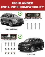 Richeer 220LBS Roof Rack Cross Bars (2014-2019 Highlander XLE/Limited & SE/LE/LE Plus/LE), Heavy Duty Aluminum Cross Bar）