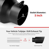 Richeer 5-7" Exhaust Tip, 5" Inlet 7” Outlet 15” Overall Length, Stainless Steel
