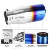 Richeer 3-4" Blue Burnt Exhaust Tip, 3" Inlet 4” Outlet 9”, Overall Length Stainless Steel Exhaust Tip