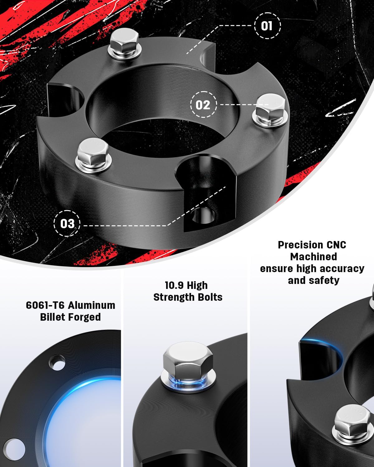 Richeer 3" Front 2" Rear Leveling Kit for Toyota for Tacoma 3"+2" Height for 2005-2023 Tacoma