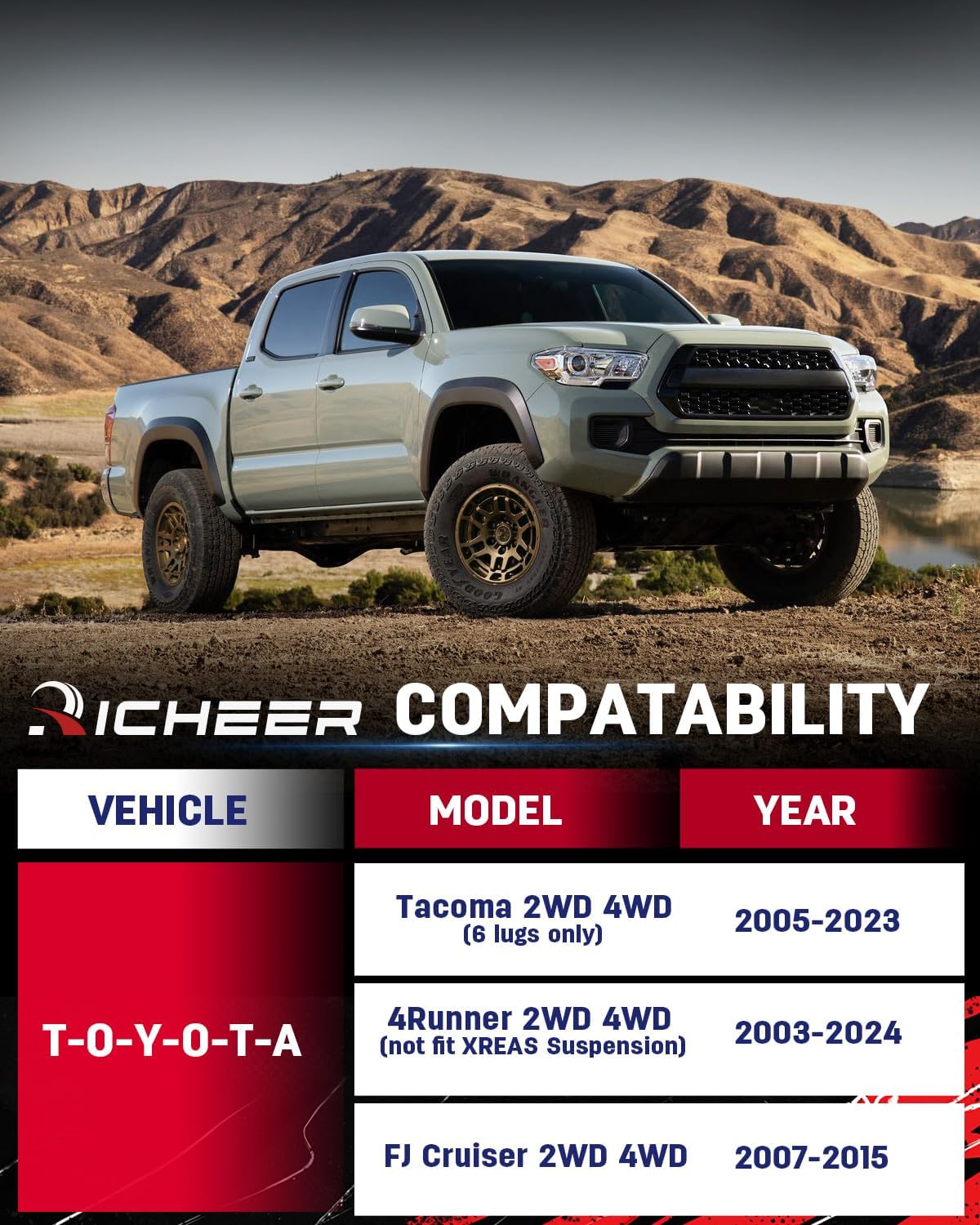 Richeer 2.5" Front Leveling Kit for Toyota(Tacoma, 4Runner, FJ Cruiser)