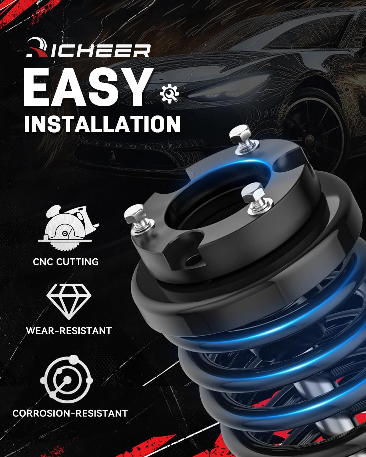 Richeer 2" Front Leveling Kit for Toyota(Tacoma, 4Runner,FJ Cruiser)