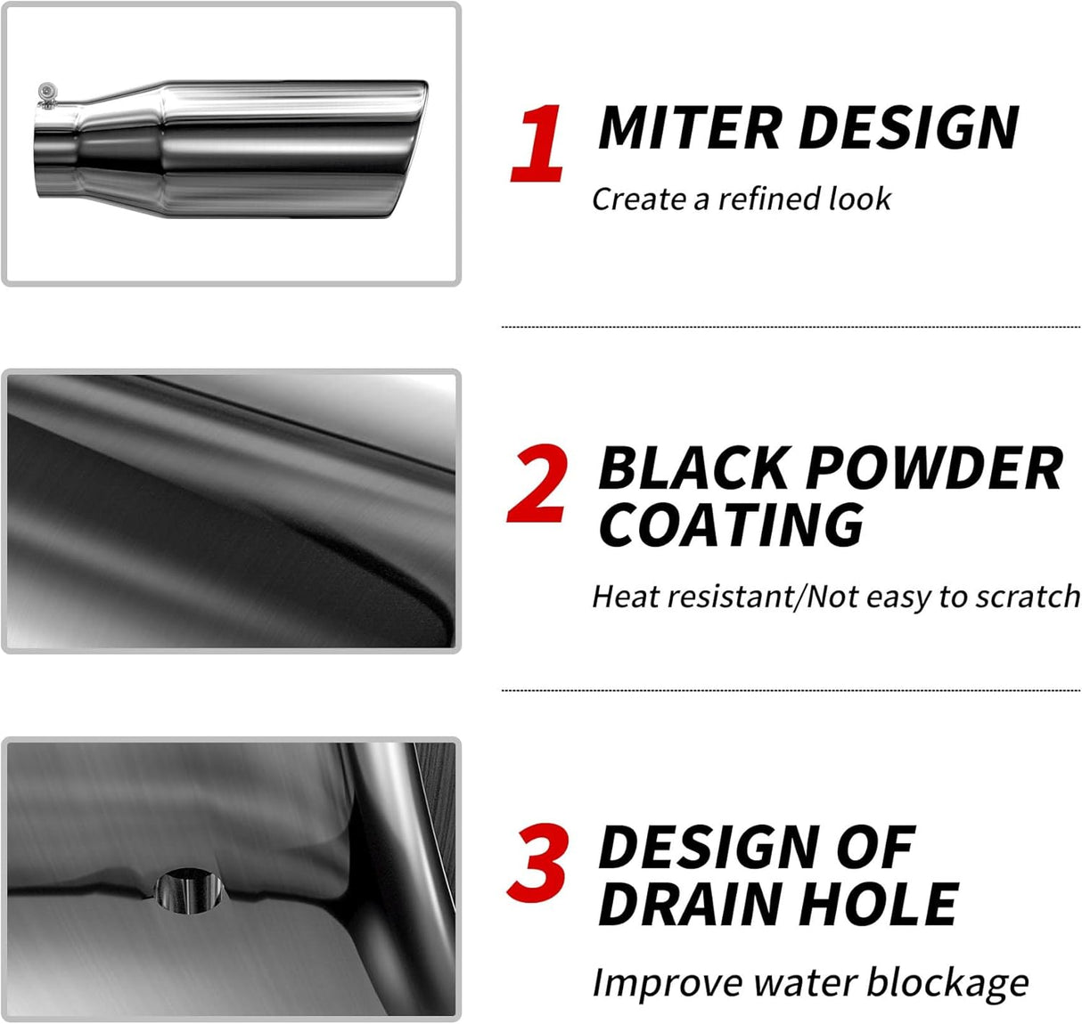 Richeer 4" Inlet x 6" outlet x 15" Overall Length Universal Stainless Steel Exhaust Tip for Truck Cars