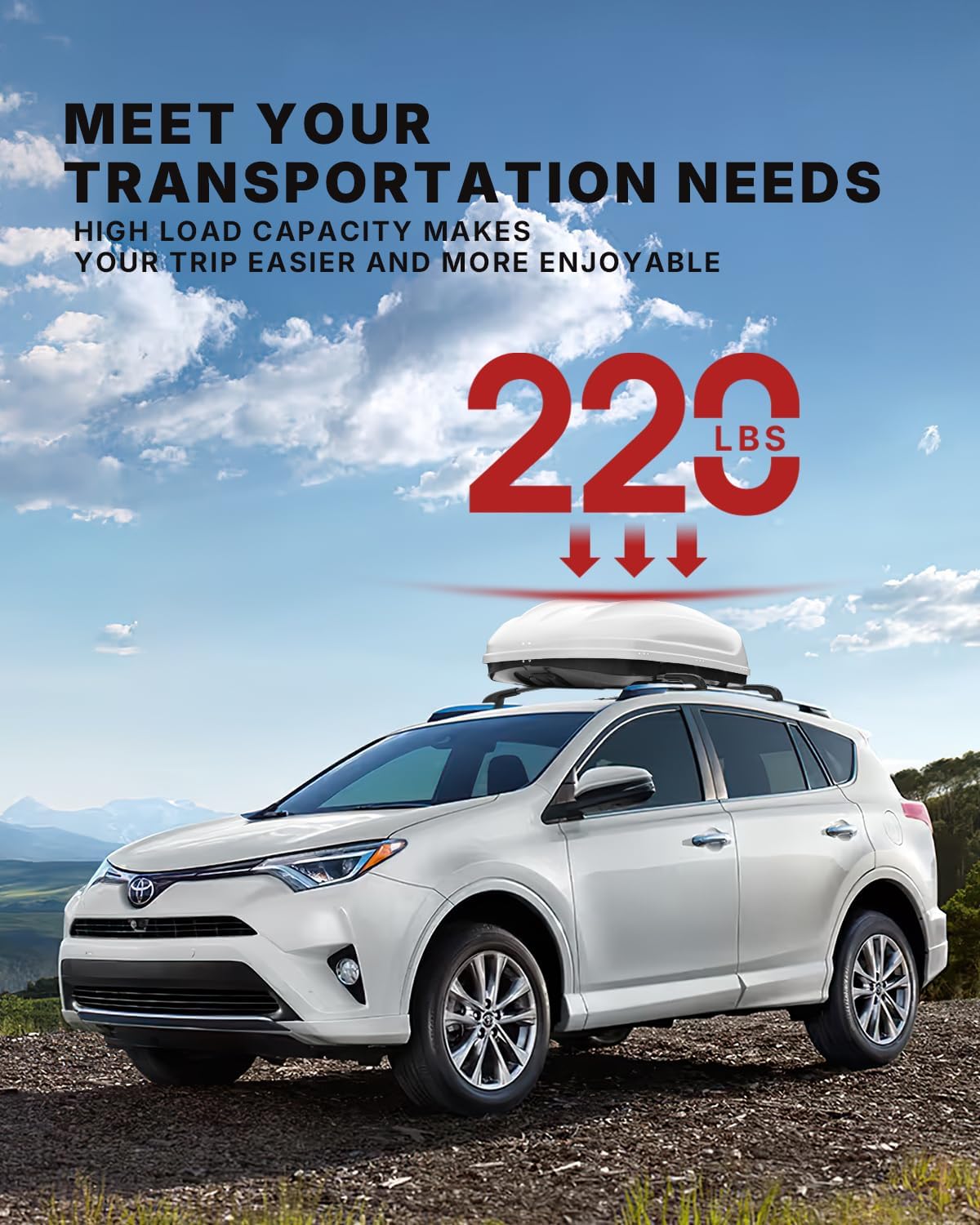 Richeer 220LBS Roof Rack Cross Bars, with Side Rails, Heavy Duty Aluminum (2013-2018 Toyota)