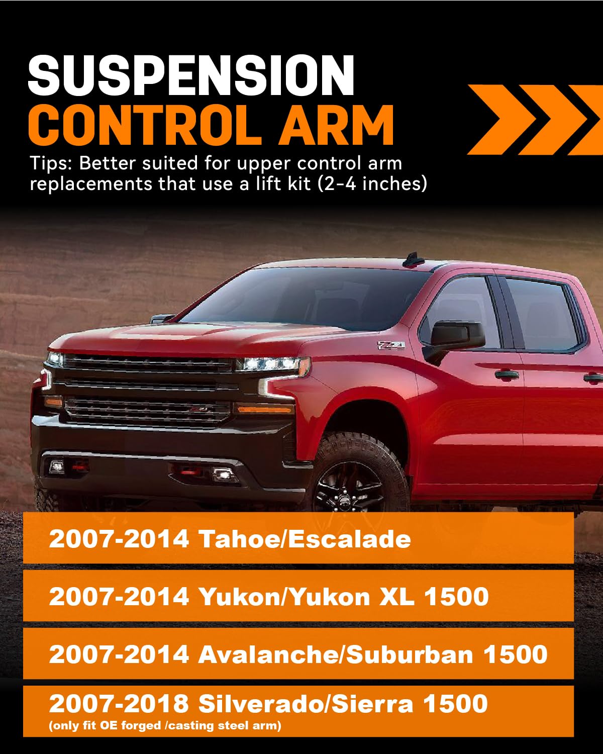 Richeer 3 inch Leveling Lift Kit & 2-4" Upper Control Arms For with Ball Joint (2007-2016 Silverado/Sierra 1500)