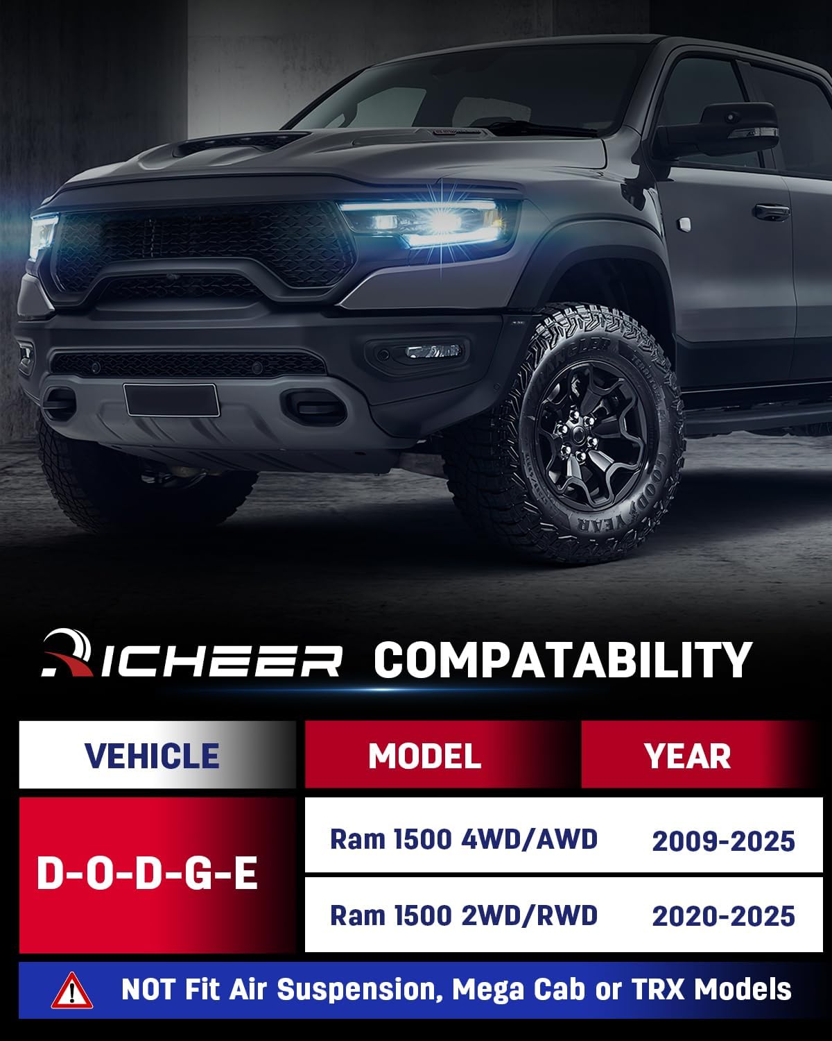 Richeer 3" Front 2" Rear Leveling Kit for for for 2009-2025 Ram