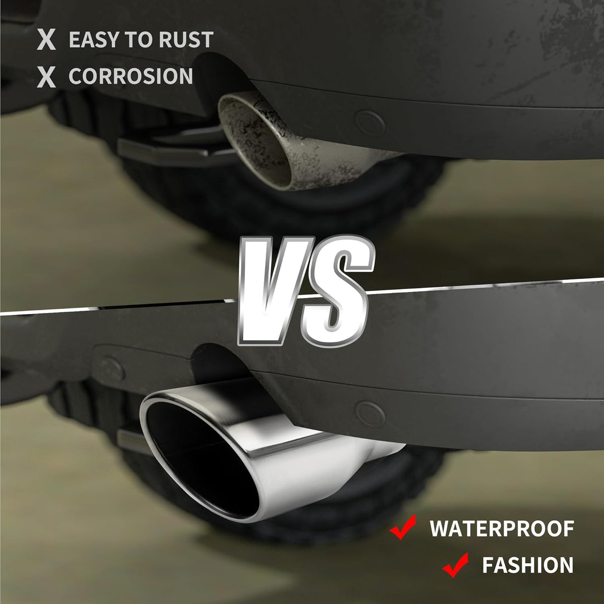 Richeer 2.5-4 inch Exhaust Tip, 2.5" Inlet 4” Outlet 9” Overall Length Stainless Steel Exhaust Tip