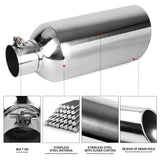 Richeer 3" Inlet Exhaust Tip 6” Outlet 15” Overall Length Stainless Steel Exhaust Tip