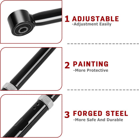 Richeer 0-4'' Rear Adjustable Track Bar Replacement OEM Factory Suspension Arms(2009-2018 RAM, 2020-2021 JEEP)