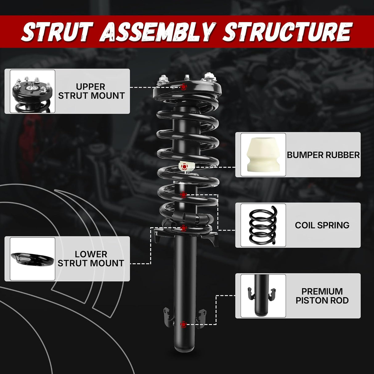 Richeer Front 2 PCS Struts shocks Assembly Compatible with 2008-2012 Accord