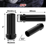 Richeer M14x1.5 Lug Nuts, 32PCS Bulge Acorn, Closed End for Trucks & SUVs - Black