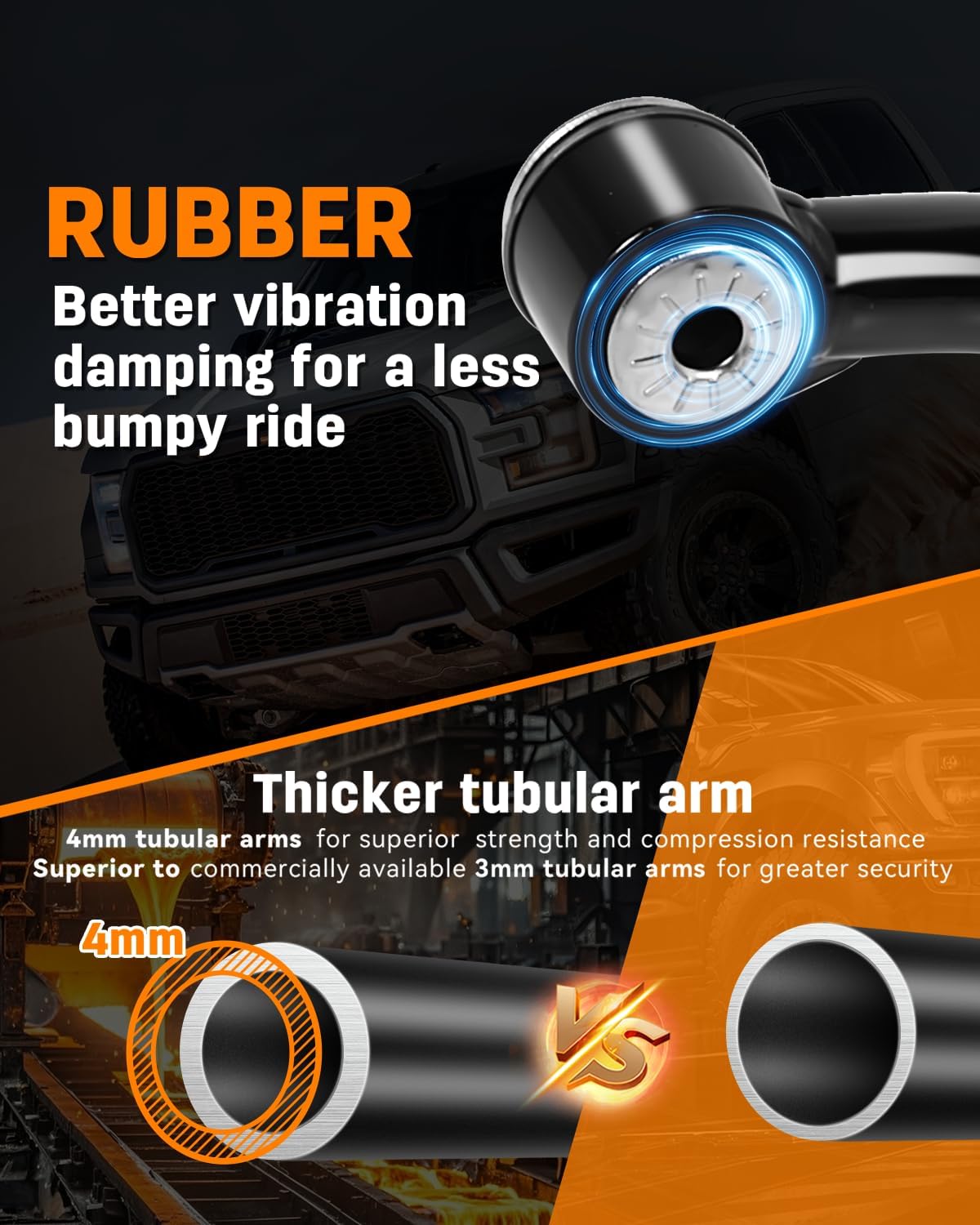 Richeer Front Upper Control Arms for 2-4" Lift Fits Chevy, GMC(07-16 Silverado, Sierra, Tahoe & More)