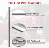 Richeer 3" O.D. T304 Stainless Steel DIY Custom Exhaust Tubing, Universal Fit (Set of 8)