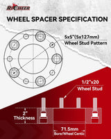 Richeer 2" 5x5 Hubcentric Wheel Spacers for Jeep Wrangler and Compatible Models
