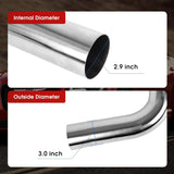 Richeer 3" O.D. T304 Stainless Steel DIY Custom Exhaust Tubing, Universal Fit (Set of 8)