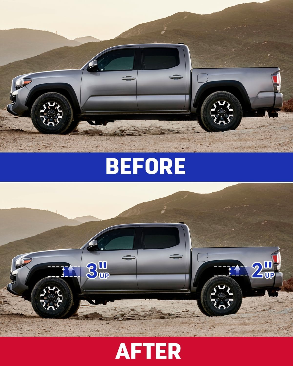 Richeer 3" Front 2" Rear Leveling Kit for Toyota for Tacoma 3"+2" Height for 2005-2023 Tacoma