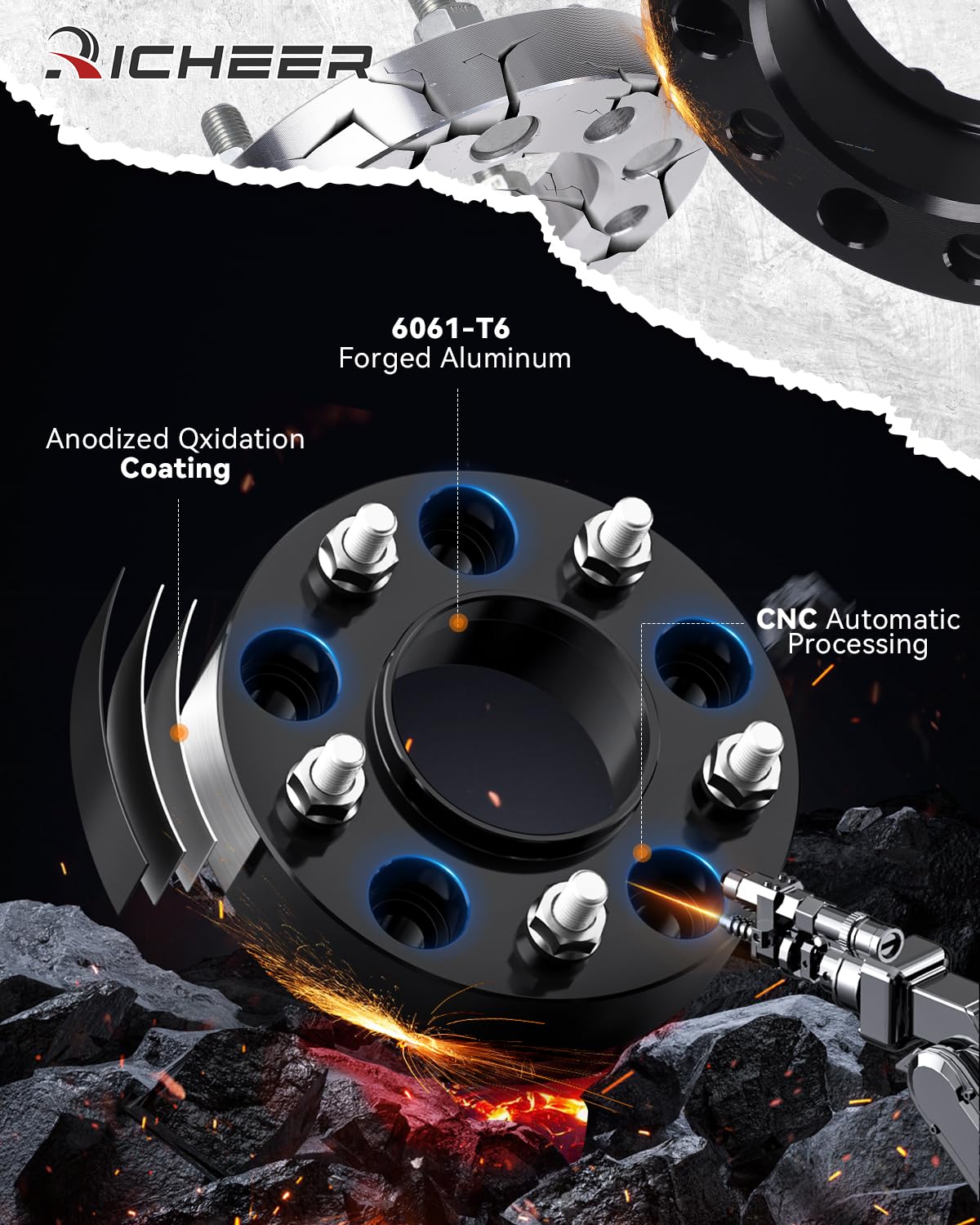 Richeer 5x120mm Hub Centric Wheel Spacers Fits 2010 Chevy Camaro 2020+ Corvette 10-17 GMC Terrain-1" Thick