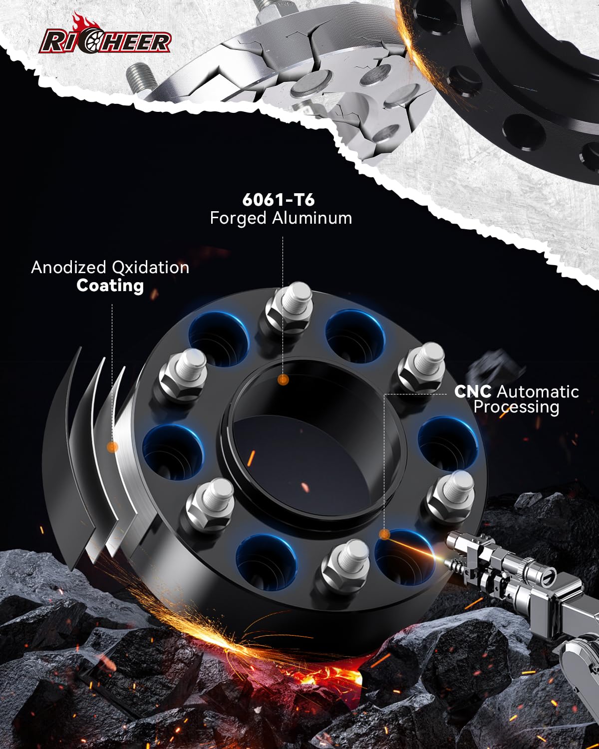 Richeer 6x5.5 Wheel Spacer & 2" Rear Leveling Lift (1999-2025 Silverado,Tahoe,Suburban,Express,Avalanche,Sierra,Yukon,Canyon,Savana,Escalade,GMC)