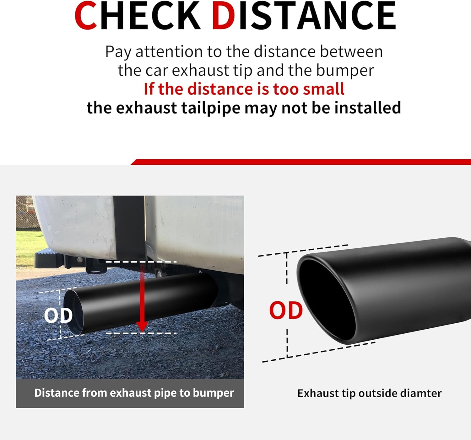 Richeer 4" To 8" Exhaust Tip - Black Stainless Steel Bolt-On Upgrade For Your Ride