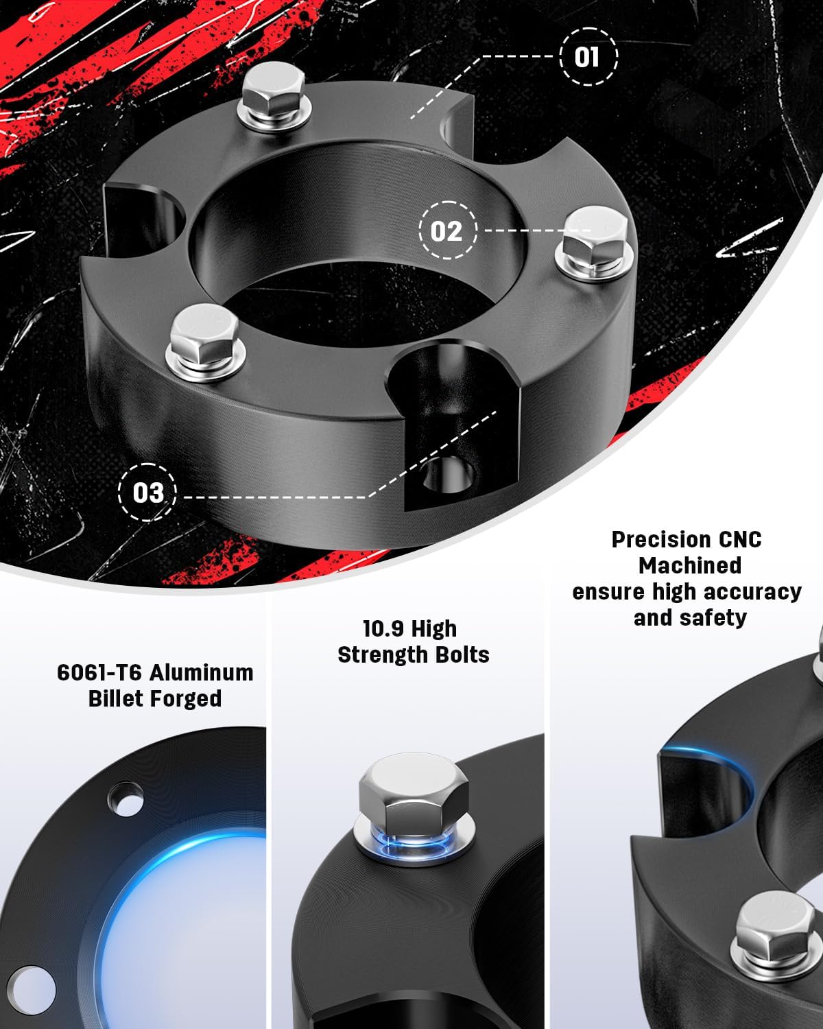 Richeer 3" Front Leveling Kit for Toyota(Tacoma, 4Runner, FJ Cruiser)
