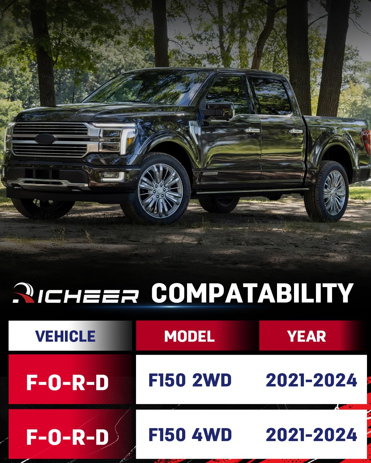 Richeer 2" Rear Lift Block, 2'' Leveling Lift Kits Off-road (2021-2024 F150 2WD/4WD)