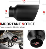 Richeer 5" Inlet Exhaust Tip 8" Outlet 15" Length Polished Stainless Steel Bolt-on Design Universal