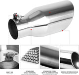 Richeer 2.5-4 inch Exhaust Tip, 2.5" Inlet 4” Outlet 9” Overall Length Stainless Steel Exhaust Tip