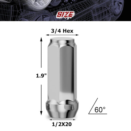 Richeer 1/2-20 Lug Nuts, 20PCS Bulge Acorn, Closed End for Trucks & SUV
