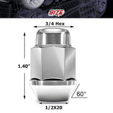Richeer 20 Pcs 1/2-20 Thread Bulge Acorn 35mm 1.38" Long Lug Nuts Chrome 3/4" 19mm Fits  Hex Fits 64-14 Ford Mustang 59-86 Jeep CJ  87-18 Jeep Wrangler  93-10 Grand Cherokee