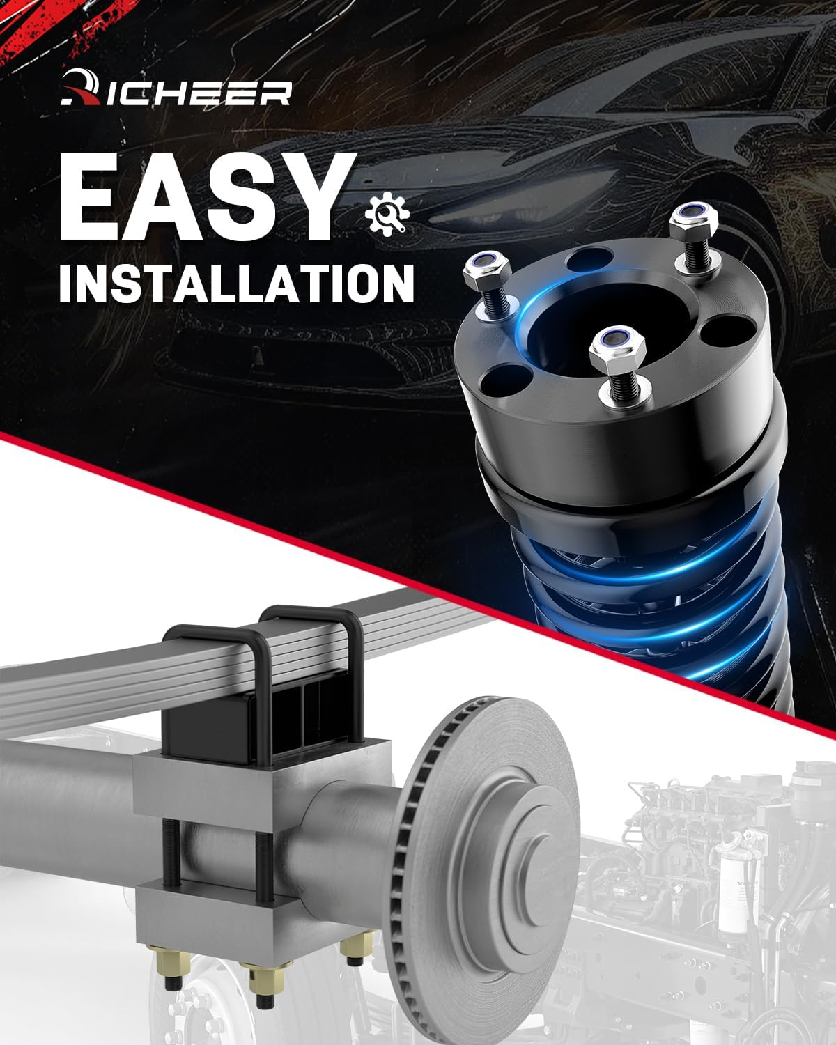 Richeer 3" Front 2" Rear Leveling Kit for Nissan(2004-2023 Titan)