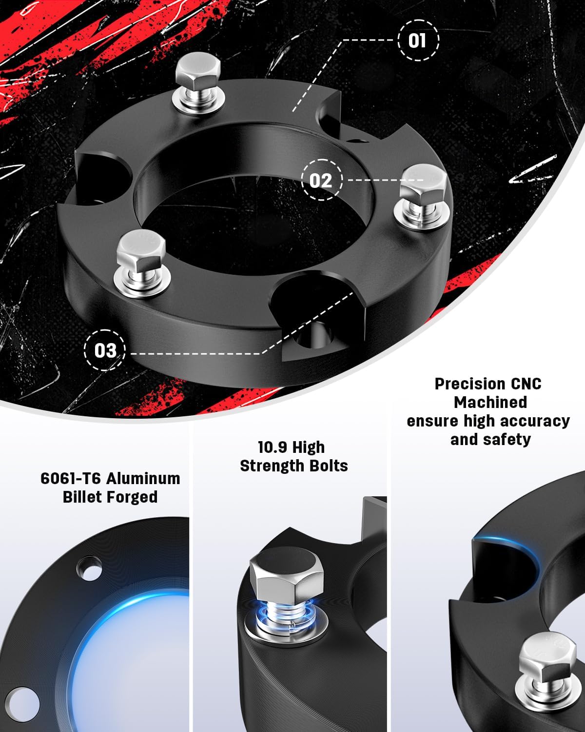 Richeer 2" Front Leveling Kit for Toyota(Tacoma, 4Runner,FJ Cruiser)