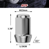 Richeer 1/2-20 Lug Nuts, 20PCS Bulge Acorn, Closed End for Trucks & SUVs - Chrome 1.38"