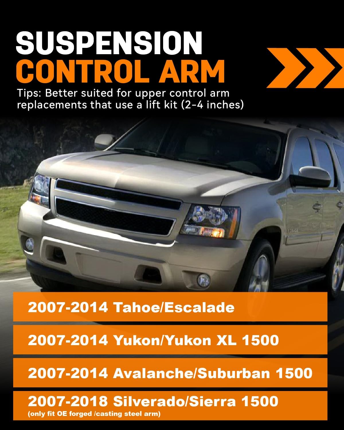 Richeer Front Upper Control Arms for 2-4" Lift Fits Chevy, GMC(07-16 Silverado, Sierra, Tahoe & More)