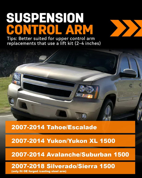Richeer Front Upper Control Arms for 2-4" Lift Fits Chevy, GMC(07-16 Silverado, Sierra, Tahoe & More)