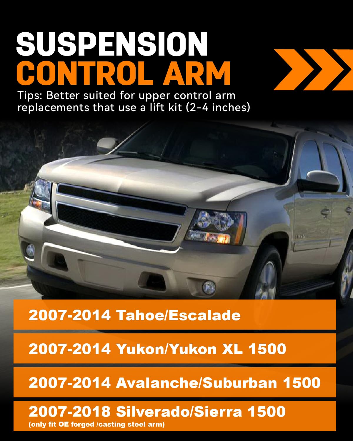 Richeer 3" Leveling Kit & 2-4" Upper Control Arms (2007-2016 Silverado/Sierra)