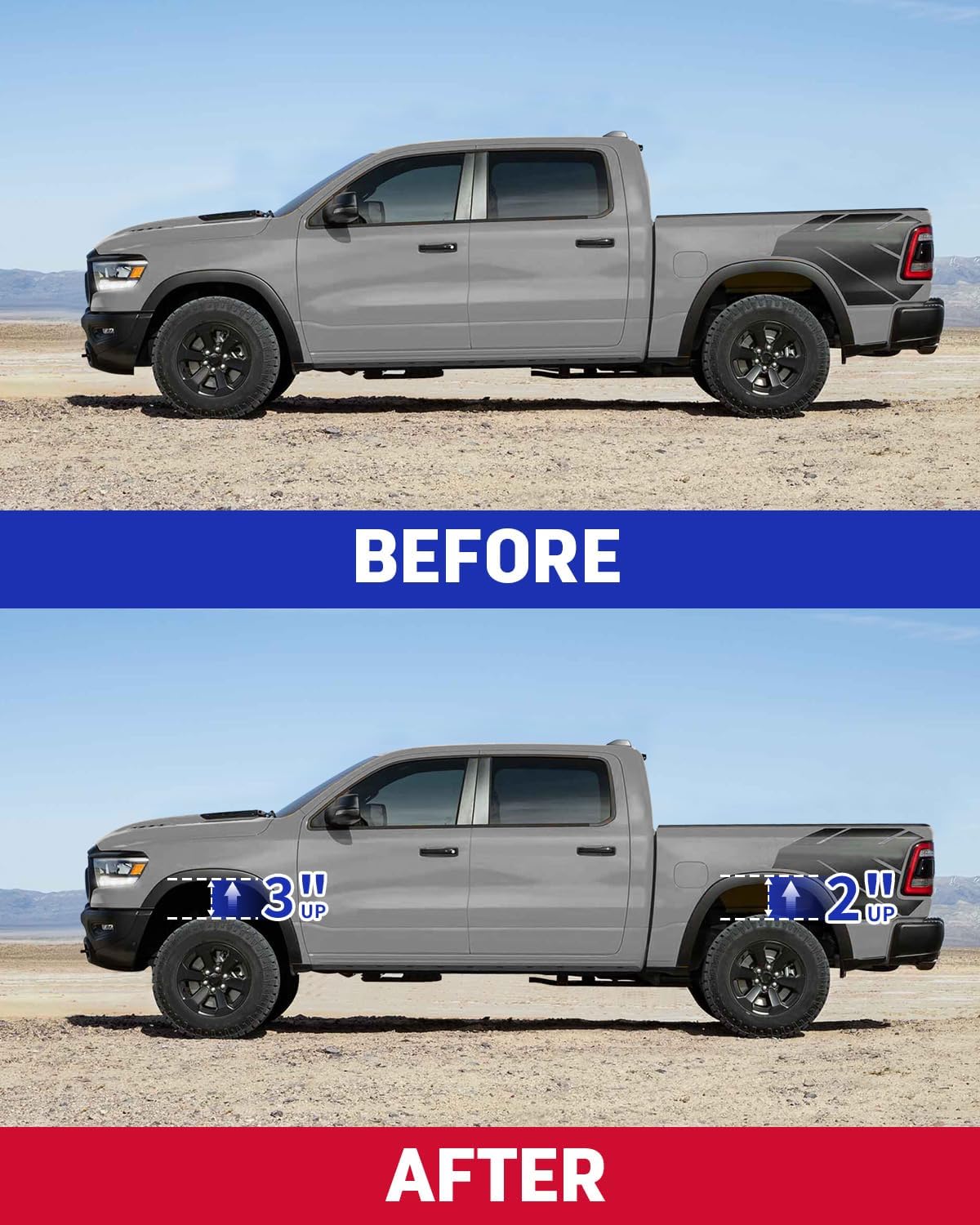 Richeer 3" Front 2" Rear Leveling Kit for for for 2009-2025 Ram