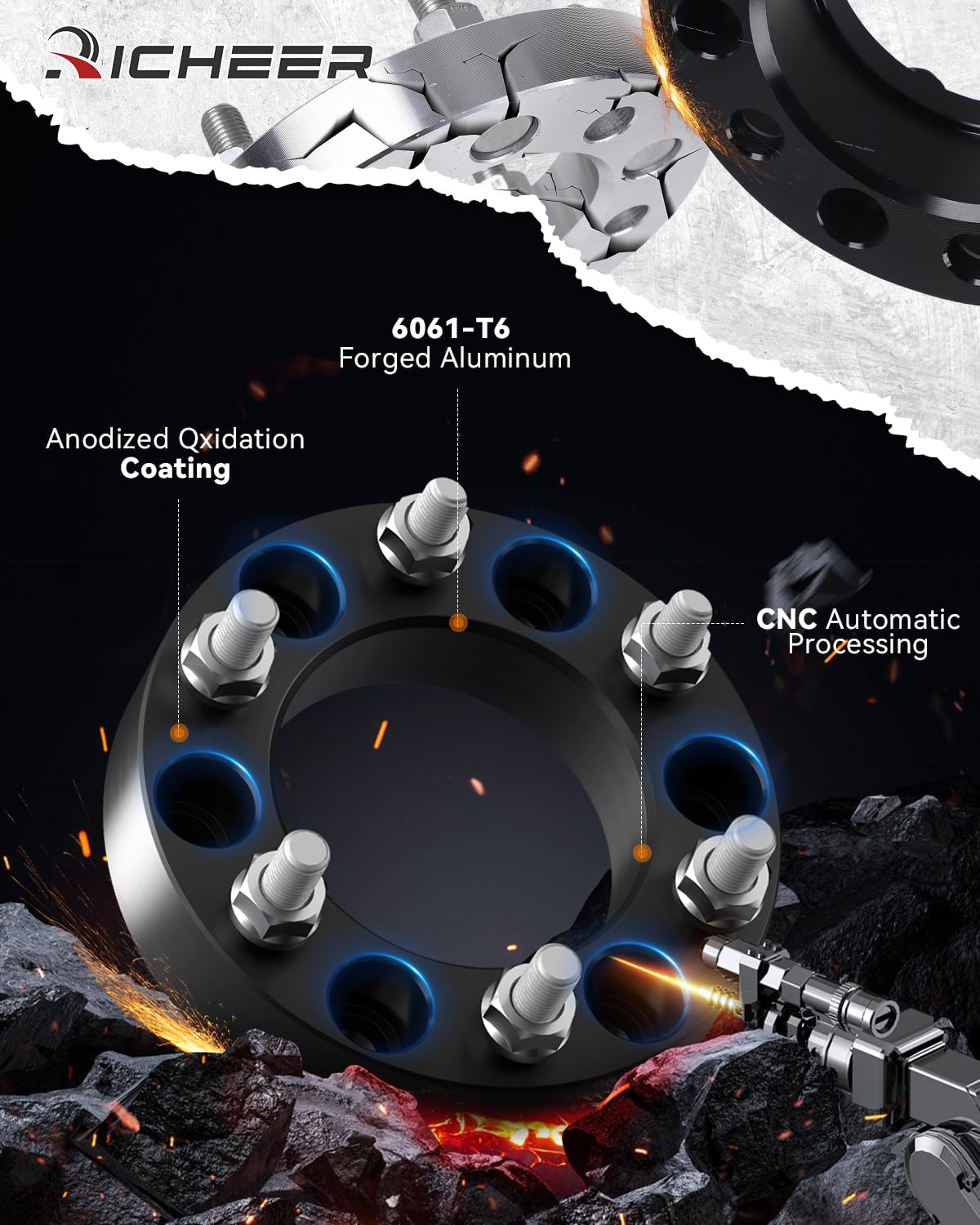 Richeer 2" 6x5.5" Wheel Spacers for Off-Road Vehicles(Chevy, GMC, Cadillac & More)