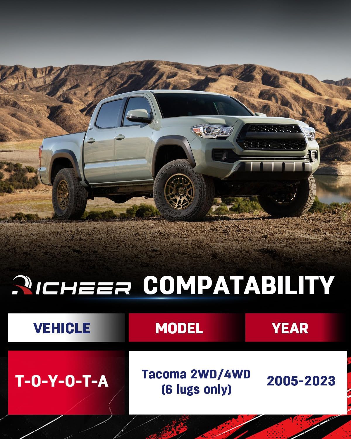 Richeer 3" Front 2" Rear Leveling Kit for Toyota for Tacoma 3"+2" Height for 2005-2023 Tacoma