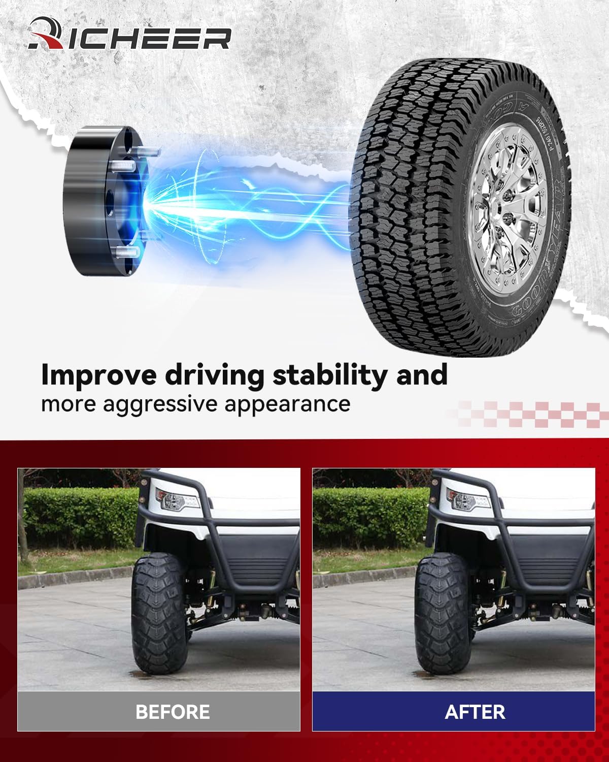 Richeer 1.25" 5x4.5" to 5x5" Wheel Adapters for Off-Road Vehicles 4PCS (Ford, Jeep & More)