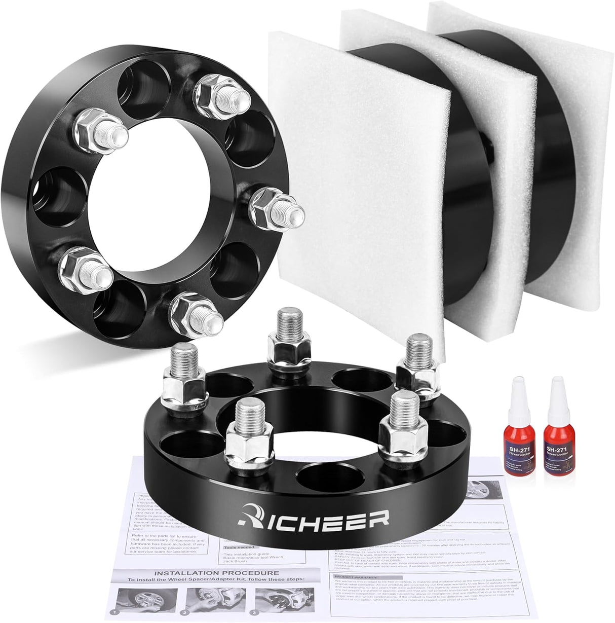 Richeer 1" 5x4.5" Wheel Spacers for Off-Road Vehicles (Ford, Jeep & More)