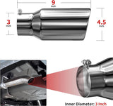 Richeer 3" Inlet Exhaust Tip, 4.5" Outlet, 9" Length, Polished Stainless Steel, Bolt-On