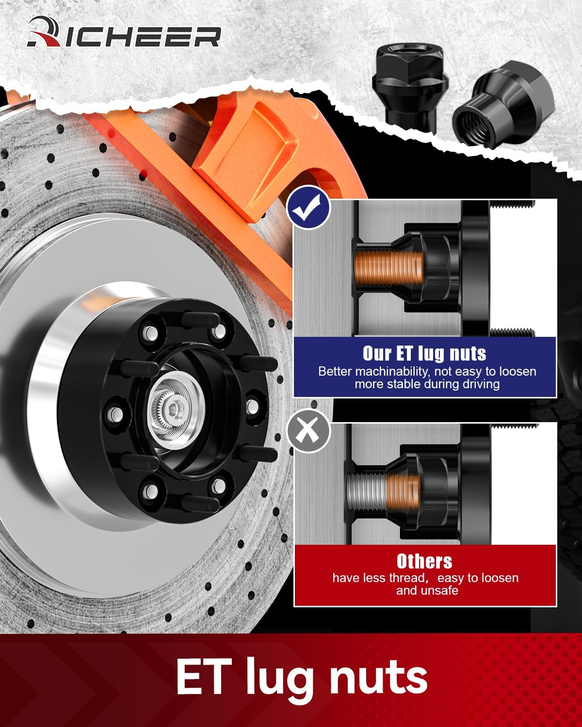 Richeer 2" 6x5.5 Hub Centric Wheel Spacers Fits Toyota 2003-2023 4-Runner 2000-2022 Tacoma 2000-2006 Tundra 2007-2014 FJ Cruiser