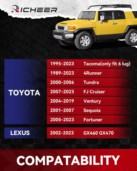 Richeer 1.25" 6x5.5" Hub Centric Wheel Spacers Fits Toyota 2003-2022 4-Runner 2000-2023 Tacoma 2000-2006 Tundra 2007-2014 FJ Cruiser