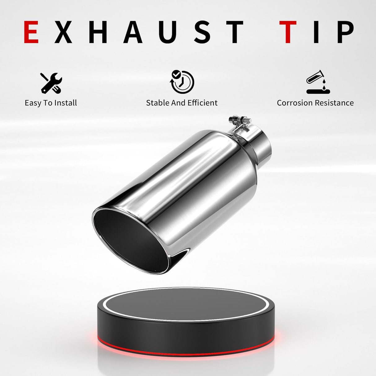 Richeer 4" Inlet to 7" Outlet Exhaust Tip 15" Length Polished Stainless Steel Universal for 4" O.D. Tailpipe