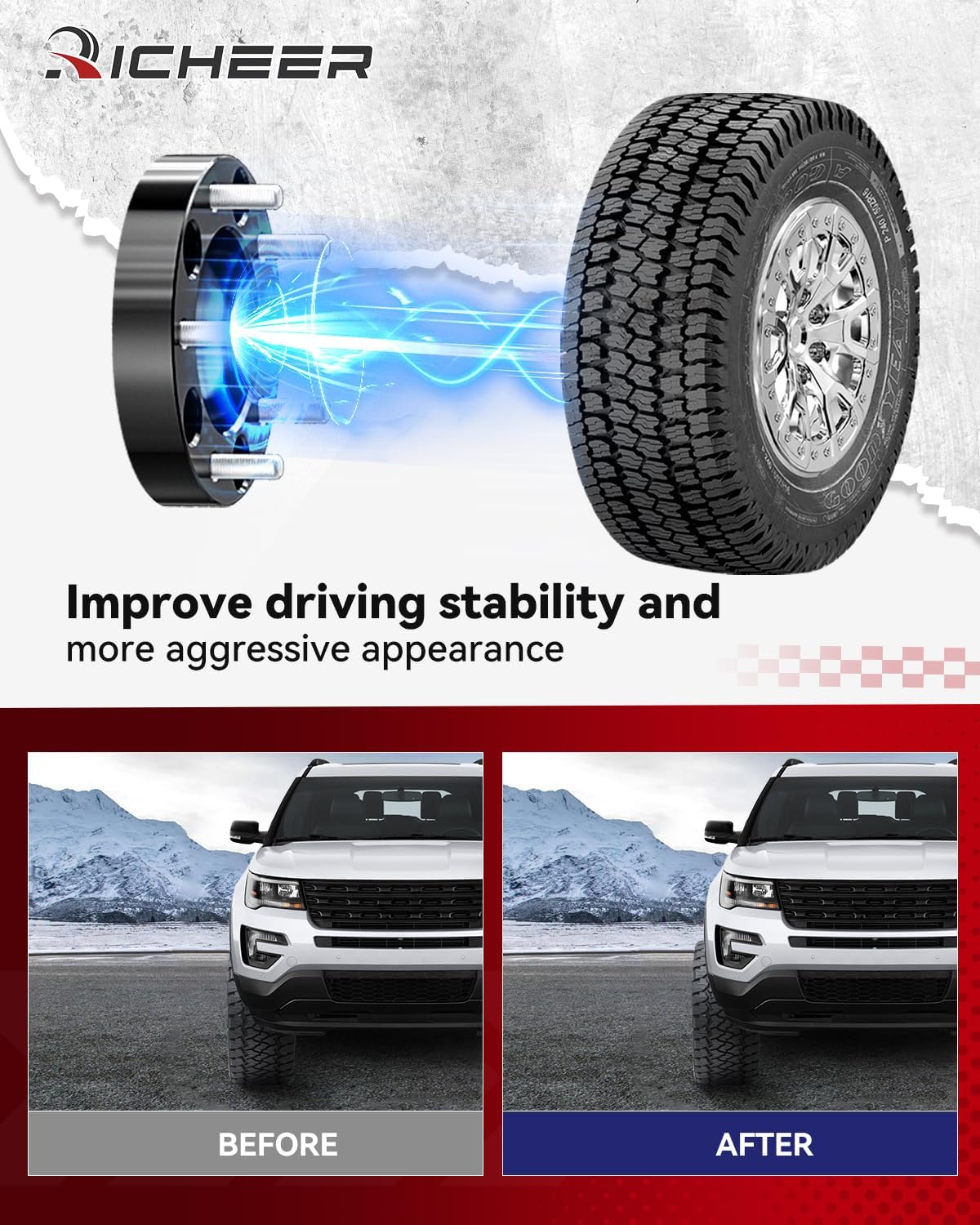 Richeer 1" 5x4.5" Wheel Spacers for Off-Road Vehicles (Ford, Jeep & More)