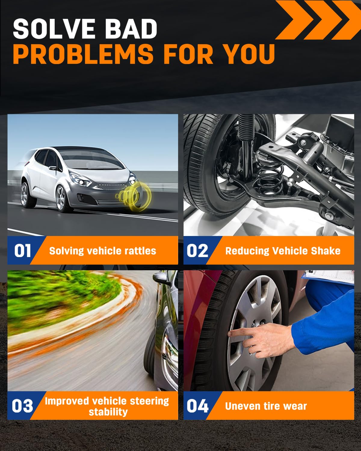 Richeer 2-4"  Front Upper Control Arms & 2-4" Lift Suspension Kit Adjustable Control Arm (2000-2010 Silverado, 2000-2010 Sierra, 2003-2009 H2)